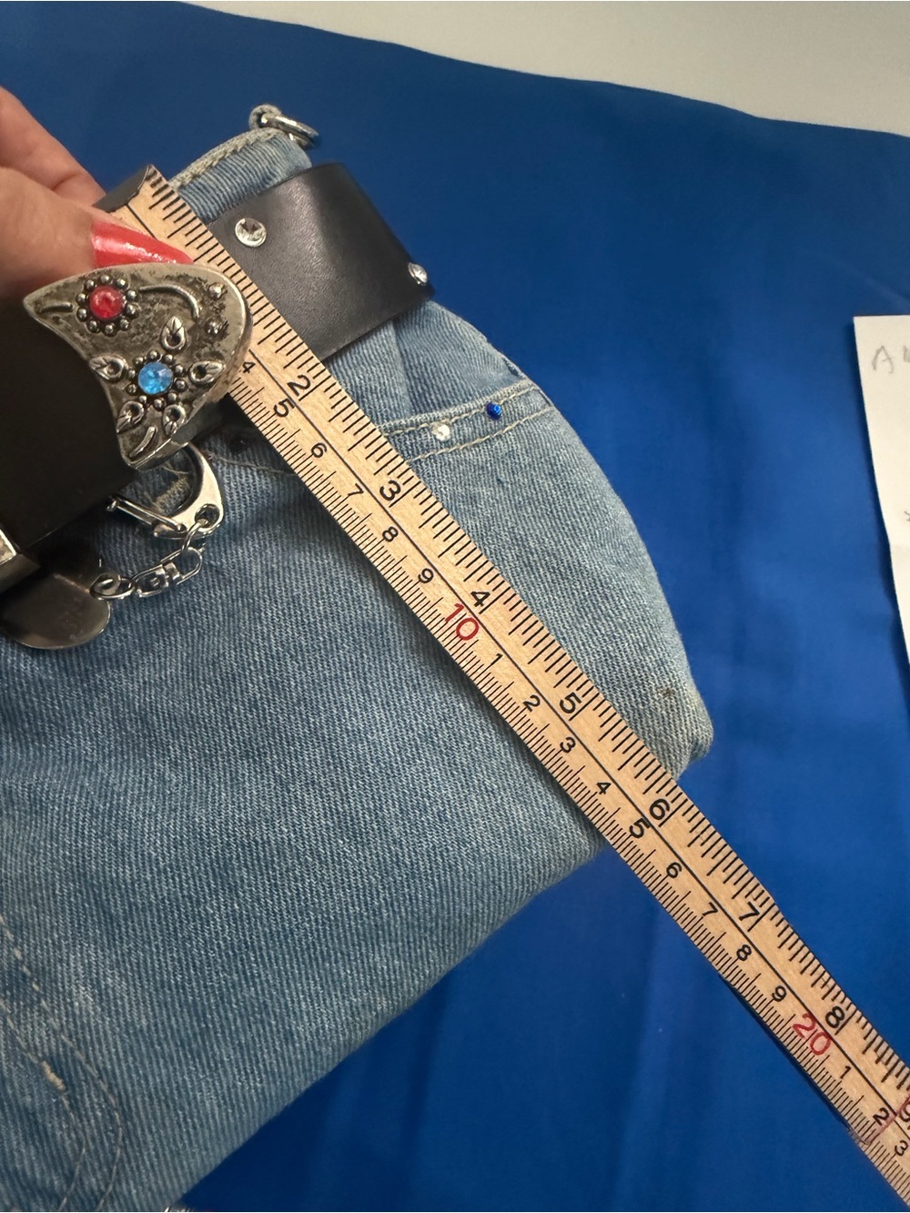 ABJ Jeans Texas Denim Western Shoulder Bag | Beaded Handle | Chain Strap | Embro - Picture 9 of 9
